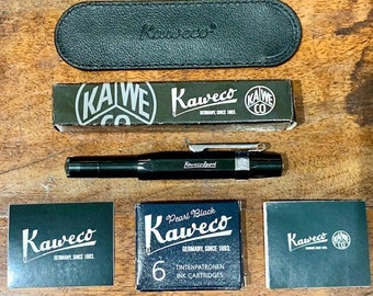 Kaweco Skyline Sport black with leather and ink in black leather case