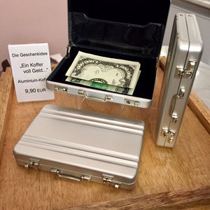 A suitcase full of money - give money as a gift - with engraving money gifts piggy bank money box