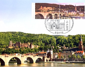 Heidelberg Postkarte, Briefmarke und Sonderstempel