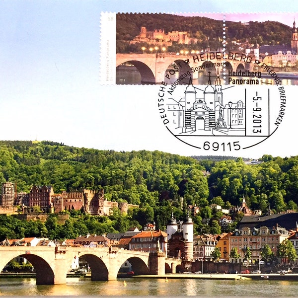 Heidelberg Postkarte, Briefmarke und Sonderstempel