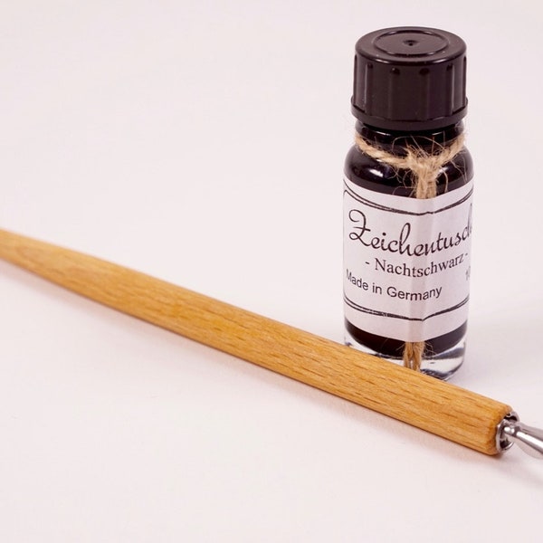 Holzschreibfeder mit Tinte 10ml Natur