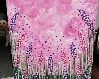 Lavender Field Painting • Original Floral Acrylic Art, 50x40cm