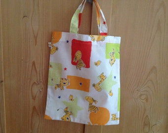 Kindertasche 30 x 27 cm Tiere „Geschenketasche Kita Beutel Wäschebeutel Kindergarten Stoffbeutel Spielzeugtasche Baumwolltasche