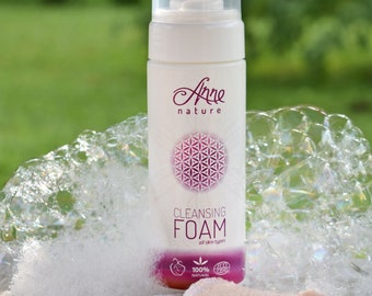 Espuma de limpeza orgânica, removedor de maquiagem, espuma facial, sabonete facial, cuidados com a pele vegana, tratamento para acne, banho e beleza, presentes orgânicos para cuidados com a pele
