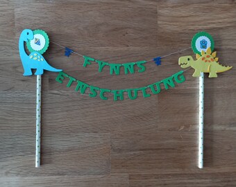 Girlande Dekoration cake Topper caketopper Kuchen Muffin Einschulung Schulkind Schule Dinosaurier Dino ABC