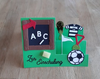 Karte Aufsteller Einschulung Schulkind Schulanfang Fußball Ball ABC