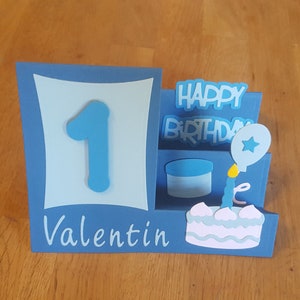 Karte Baby 1. Geburtstag Aufsteller Junge Name Zahl