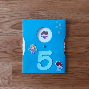 Karte zum Geburtstag Meerjungfrau Nixe Unterwasser Zahl mehrere Motive durch Drehscheibe