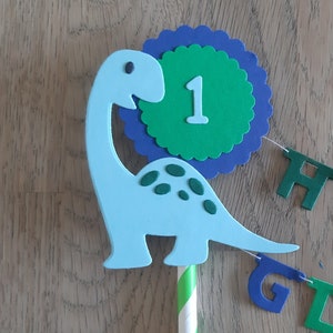 Girlande cake Topper Kuchentopper Torte Geburtstag Dekoration Dinosaurier Dino Name Zahl Wunschfarbe Bild 5