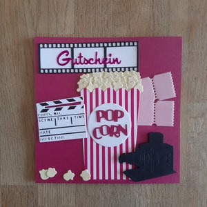 Karte Gutschein Kino Popcorn Film Geburtstag Party Einladung Bild 2