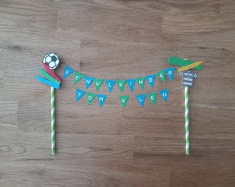 Girlande Dekoration cake Topper caketopper Kuchen Muffin Einschulung Schulkind Schule Fussball