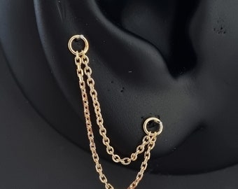 18k Yellow Gold Double Piercing Chain