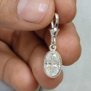 3.0Ct Collet Set Georgian Style Cut Down Button Back Oval Cut Moissanite pendant Edwardian Closed Bezel Pendant For Wedding Anniversary Gift