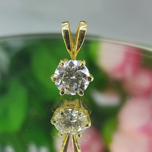 2.0Ct Round Brilliant Cut Moissanite Solitaire Pendant 14K Solid Yellow Gold 8 Prong Set Anniversary Gift, Simple & Classic Pendant Gift