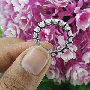 4.50Ct Round Cut Colorless Moissanite Eternity Wedding Band Matching Band Women Promise Anniversary Band 14k White Gold Bridal Eternity Ring