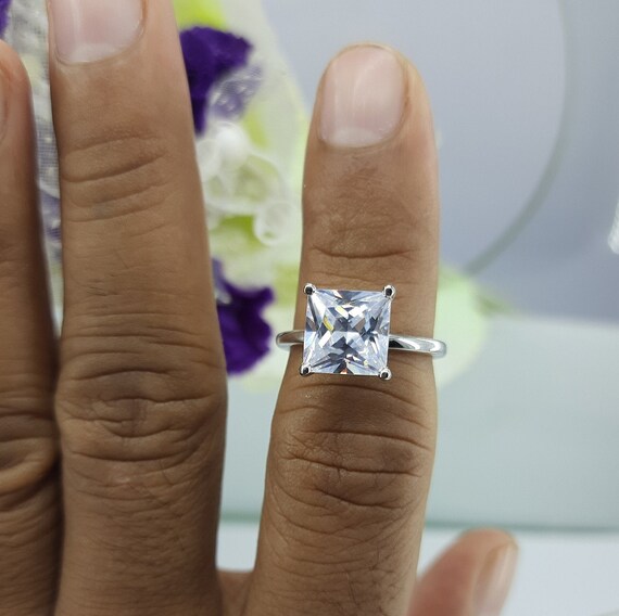 Carat Princess Cut Colorless Moissanite Engagement Ring Prong