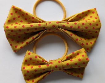 Yellow with Red Spots Hair Bow - Room on a Broom Inspired