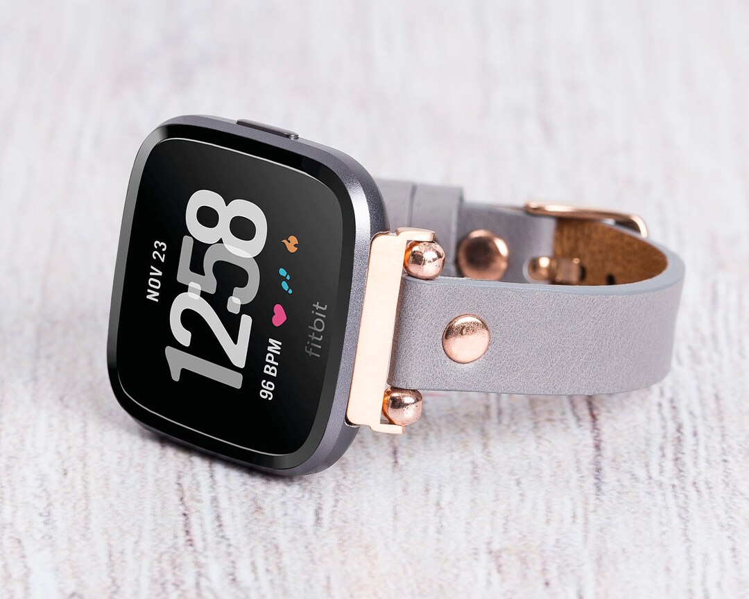 Bracelet Versa Rose Gold With Black Band Leather Fitbit Versa Rose
