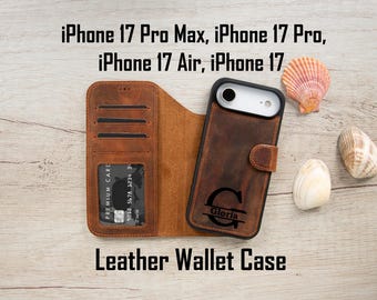 Personalized iPhone 17 Leather Wallet Case: MagSafe, RFID Blocking