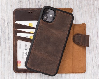 iPhone 11 Personalisierte Brieftasche - Magnetische abnehmbare iPhone 11 Abdeckung - Beste Handyhülle für iPhone 11 6,1 "" - Unterstützt kabelloses Laden / BRAUN."