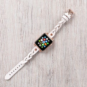 Personalized Leather Apple Watch Band: Braided iWatch Strap