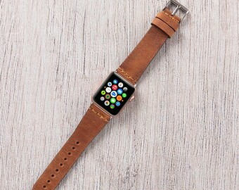 Personalized Leather Apple Watch Band: Full Grain iWatch Strap