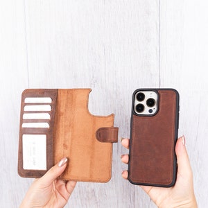 Étui en cuir pour iPhone 16 Pro Max, anti-RFID, porte-cartes pour iPhone 16 Pro, étui pour chargeur MagSafe/Sans fil pour iPhone 16+, cadeau coque pour iPhone 16
