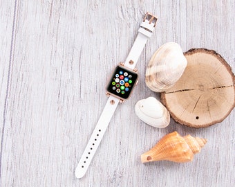 Vollnarbenleder Apple Uhrenarmband: Schmaler iWatch Riemen