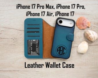 iPhone 17 Air Leather Wallet Case – MagSafe, RFID, Detachable 2-in-1 Folio Stand Cover