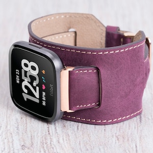 Fitbit Versa Band - Fitbit Versa 2 Band - Fitbit Versa 1 Band - Fitbit Versa 1 Strap - Leather Cuff Band - Customized Gift / PURPLE