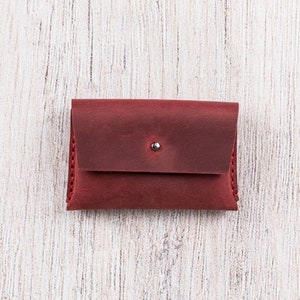 Portemonnee dames - leren portemonnee - visitekaartjeshouder - creditcardhouder - leren muntzakje - portemonnee gepersonaliseerd - cadeau op maat / ROOD