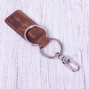 Personalized Full Grain Leather Keychain: Custom Key Fob