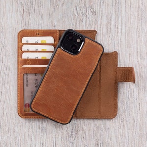 iPhone 13 Brieftasche - iPhone 13 6.1&quot; Lederhülle - Personalisierte iPhone 13 Hülle - Magnetische abnehmbare Rückseite, die kabelloses Laden unterstützt