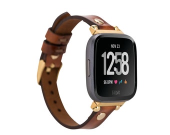 Customized Fitbit Leather Band: Versa/Sense, Full Grain, Effect Brown