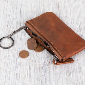 Leren portemonnee - handgemaakte portemonnee - minimalistische portemonnee - creditcardportemonnee - beste leren portemonnee - slanke leren portemonnee - muntzakje / BRUIN