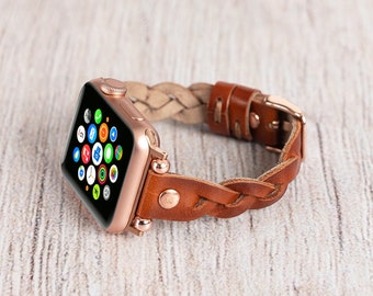 Bracelet pour Apple Watch - Bracelet en cuir personnalisé pour Apple Watch - Bracelet pour Apple Watch - Bracelet iWatch - Bracelet en cuir pour iWatch - Cadeau / BRUN BRUNI