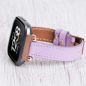 Thin Leather Fitbit Band: Lilac Personalized Strap