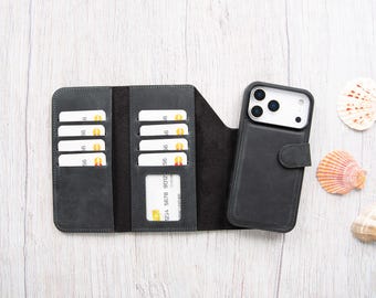 iPhone 18 Pro Max Case, Full Grain Leather Wallet, MagSafe Cover