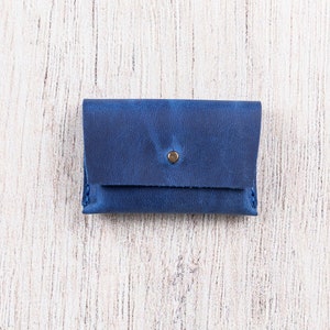 Portefeuille pour homme - porte-cartes de visite - porte-cartes de crédit - portefeuille en cuir - portefeuille personnalisé - cadeau fait main personnalisé / bleu