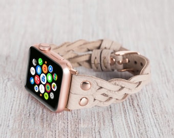 Braided Leather Apple Watch Band: Full Grain iWatch Strap