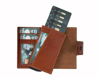 Mens Wallet - RFID Blocking Wallet - Personalized Wallet - Leather Card Wallet - Credit Card Case - Business Card Holder / EFFECT BROWN