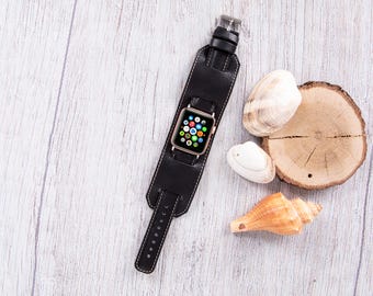 Leather Cuff Apple Watch Band: Personalized iWatch Strap