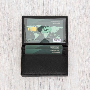 Personalisierte Geldbörse - Herren Geldbörse - Visitenkartenetui - Kreditkartenbörse - Leder Geldbörse - Handgefertigte Geldbörse - Individuelles Geschenk / SCHWARZ