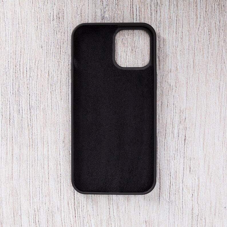 iPhone 12 Mini 5.4 Leather Wallet Customized Gift Back Cover BLACK Handmade Bifold Wallet Best Phone Case for iPhone 12 Mini