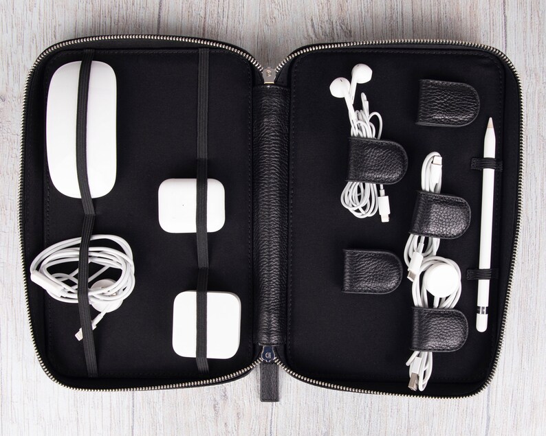 Cable Organizer Leather Cord Holder Travel Charger Storage Etsy