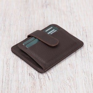 Portemonnee - creditcardportemonnee - visitekaarthouder - gepersonaliseerde portemonnee - leren kaarthouder - handgemaakte dubbele portemonnee / BRUIN