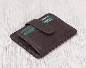 Monedero - Monedero de tarjeta de crédito - Titular de la tarjeta de visita - Monedero personalizado - Titular de la tarjeta de cuero - Monedero bifold hecho a mano / MARRÓN