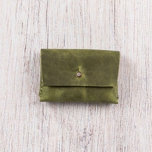 Porte-cartes en cuir - Porte-cartes de visite - Porte-cartes de crédit - Portefeuille personnalisé - Porte-cartes fait main - Cadeau personnalisé / VERT
