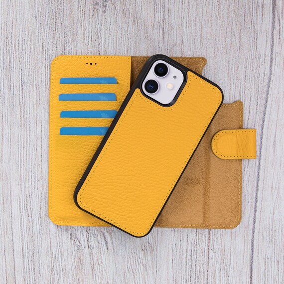 Yellow Leather iPhone Wallet Case: Detachable Magnetic Trifold Cover - Etsy Yellow Leather iPhone Wallet Case: Detachable Magnetic Trifold Cover - Etsy