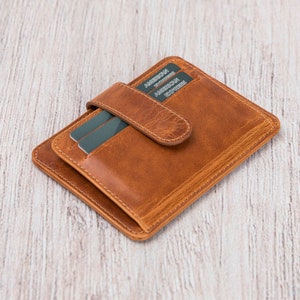 Gepersonaliseerde portemonnee - dubbelgevouwen volnerf lederen portemonnee - herenportemonnee - creditcardportemonnee - visitekaartjeshouder - leren portemonnee / TAN